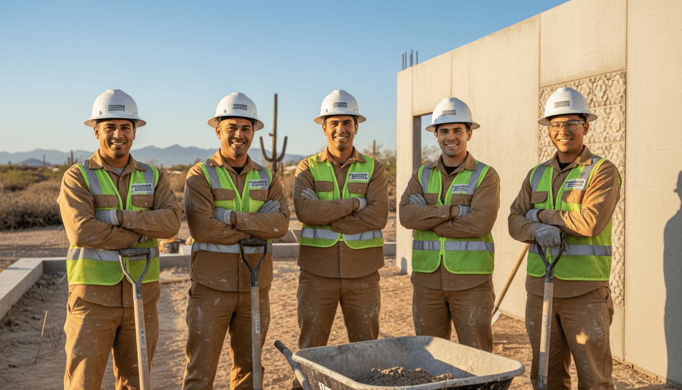 Valley Custom Concrete professional team at job site
