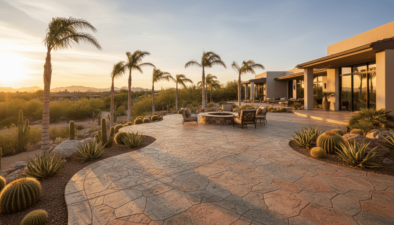 Custom decorative concrete patio in Paradise Valley Arizona
